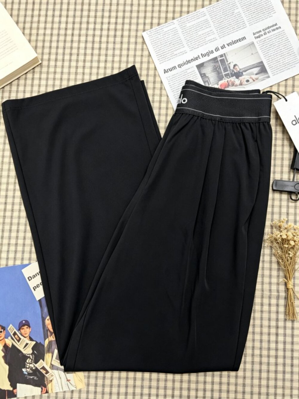 🏇NWT ALO Yoga Suit Up Trouser Black Wide Leg✨Regular 30" Inseam - Picture 8 of 9